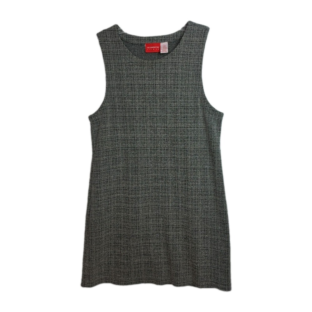 Liz Claiborne Sheath Dress Women's L Gray/Black Sleeveless Round Neck Short
